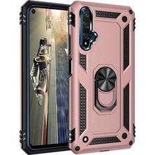 Lopard Huawei Honor 20 Telefon Kılıfı Kapak Rose Gold Yüzük Tutucu Standlı Arka Kapak Koruma