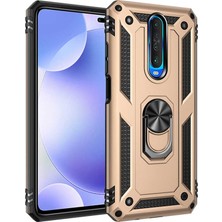 Lopard Xiaomi Redmi K30 Telefon Kılıfı Kapak Gold Yüzük Tutucu Standlı Arka Kapak Koruma
