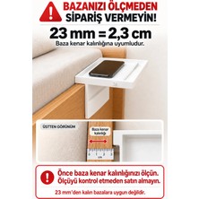 Dekonest Yatak Kenarı Organizer Rafı - 23 mm Bazaya Uyumlu (Beyaz) Pratik Yan Sehpa - Çok Amaçlı Telefon, Kahve ve Aksesuar Standı Siyah