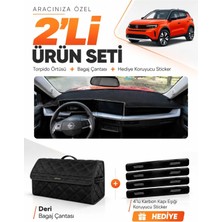 E-BİZ E-Biz Opel Frontera (2025-SONRASI) Uyumlu Torpido Örtüsü + Deri Bagaj Çantası Seti - Siyah