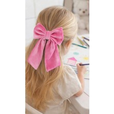 Liliza Accessories Pembe Ipek Kadife Fiyonk Toka