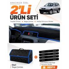 E-BİZ e-biz HONDA CR-V (1996-2001) Uyumlu Torpido Örtüsü + Deri Bagaj Çantası Seti - Siyah-Mavi - HO013