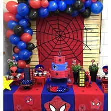 Spiderman Konsept 100 Adet Kırmızı Mavi Siyah Balon ve 5 Metre Balon Zinciri Hediye