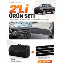 E-BİZ e-biz VOLKSWAGEN AMAROK (2009-2016) Uyumlu Torpido Örtüsü + Deri Bagaj Çantası Seti - Siyah - VW001