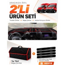 E-BİZ e-biz CİTROEN JUMPER (2006-2024) Uyumlu Torpido Örtüsü + Tay Tüyü Bagaj Çantası Seti - Siyah-Kırmızı - CI006