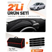 E-BİZ e-biz FIAT MAREA (1999-2007) AİRBAGLİ DÜZELCEK Uyumlu Torpido Örtüsü + Tay Tüyü Bagaj Çantası Seti - Siyah-Kırmızı - FI025