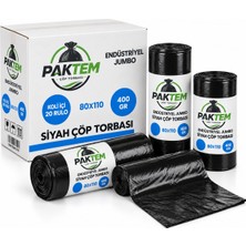 Paktem 80X110 400 gr Siyah Çöp Torbası 20 Rulo