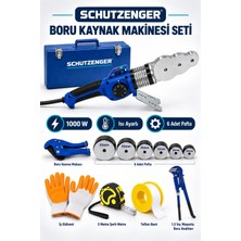 SCHUTZENGER 1000W Isı Ayarlı Boru Kaynak Makinesi Seti – 6 Pafta, 1,5 Inç Boru Anahtarı, Makas, Eldiven, 3 M Metre ve Teflon Bant