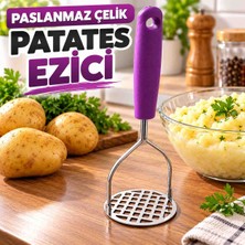 Kea Ev Eşyaları Paslanmaz Çelik Patates Ezici 24 cm – Mor Saplı Manuel Patates Püre Ezme Aparatı