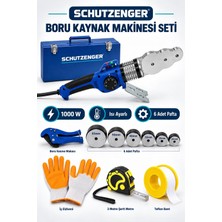 SCHUTZENGER 1000W Isı Ayarlı Boru Kaynak Makinesi Seti – 6 Pafta, Makas, Eldiven, 3 M Metre ve Teflon Bant