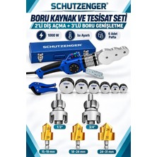 SCHUTZENGER 1000W Isı Ayarlı Boru Kaynak Makinesi Seti 2’li Diş Açma Aparatı 3’lü Boru Genişletme ve Boru Kesme Makası 6 Paftalı