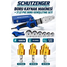 SCHUTZENGER 1000W Isı Ayarlı Boru Kaynak Makinesi Seti 3’lü Boru Genişletme ve Boru Kesme Makası 6 Paftalı