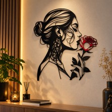 UstaPrint3D 3D Baskı Dekoratif Kadın ve Gül Duvar Süsü – Modern Duvar Dekoru – 32X28 cm