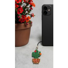 Seard Miyuki Boncuk El Yapımı Turuncu Çiçekli Kaktüs Telefon Çarmı - Charm