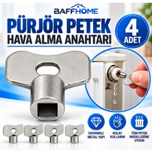 Baffhome 4 Adet Petek Hava Alma Anahtarı Metal Havlupan Kalorifer Radyatör Hava Alma Anahtarı Purjör Anahtarı