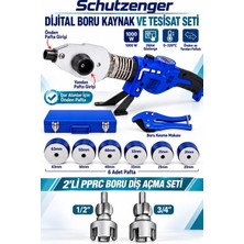 SCHUTZENGER 1100W Dijital Göstergeli Önden ve Yandan Paftalı Boru Kaynak Makinesi Kesim Makası ve Iç Dış Diş Açma Başlıklar