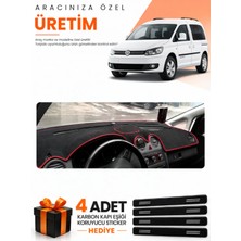 E-BİZ E-Biz Volkswagen Caddy (2010-2015) Uyumlu Torpido Koruma Örtüsü Oto Kılıfı - Siyah-Kırmızı - VW002