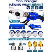 SCHUTZENGER 1100W Dijital Göstergeli Önden ve Yandan Paftalı Boru Kaynak Makinesi Diş Açma Aparat Pvc Genişletme ve Makas