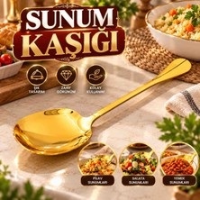 Kea Ev Eşyaları Altın Renkli Sunum Kaşığı 21 cm – Servis Kaşığı, Pilav ve Salata Sunum Kaşığı