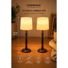 Overmax Mini Masa Lambası 14 cm – LED Tealight Uyumlu Ahşap Görünümlü Gece Lambası | Sıcak Ortam Aydınlatması