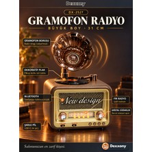 Dexxony DX-2527 Kahve Nostaljik Radyo Gramofon Görünümlü Büyük Boy Şarjlı Bluetooth Hoparlör Fm USB
