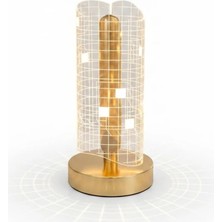 Go İthalat Dekoratif 3 Işık Modlu Dalgalı Silindirik Kristal Kareli Model LED Modern Masa ve Gece Lambası