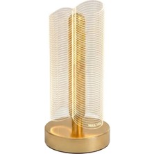 Go İthalat Dekoratif 3 Işık Modlu Dokunmatik Dalgalı Silindirik Kristal Çizgili Masa Lambası LED Gece Lambası