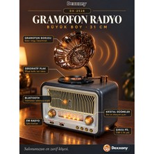 Dexxony DX-2528 Antrasit Nostaljik Radyo Retro Gramofon Büyük Boy Şarjlı Bluetooth Hoparlör Fm USB