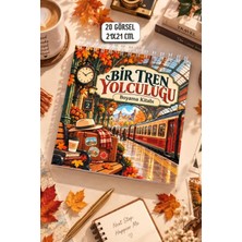 Birikiyedi Bir Tren Yolculuğu Boyama Kitabı Sonbahar ve Tren Temalı Cozy Boyama Çocuk & Yetişkinler Için