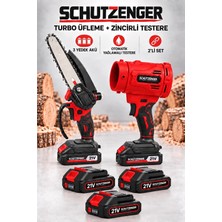 SCHUTZENGER 3 Akülü Turbo Hava Üfleme Makinesi ve Otomatik Yağlamalı Zincirli Odun Kesme Testere Kırmızı