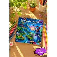 Birikiyedi Prensesler Dünyası Coloring Book/boyama Kitabı/ Yetişkinler ve Çocuklar İÇIN/21X21 Cm/20 Sayfa