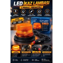 Reycar 12-110V Mıknatıslı Tepe İkaz Lambası – Çakmaklık Girişli 2 Metre Kablolu 3 Modlu Turuncu Uyarı Lambası