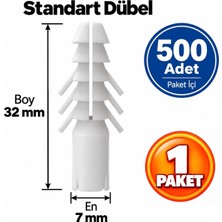 Ege Arge Made Standart Plastik Dübel 7 mm 500 Lü  1 Paket