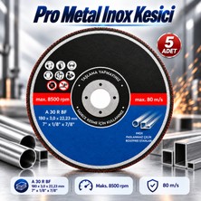 Badem10 180X3,0X22,23 mm Profesyonel Inox Kesme Diski Paslanmaz Çelik Metal Profil Boru Sac Kesici 8500 Rpm