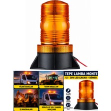 Otokap Universal LED Tepe Lambası 12-30V Çakar Döner Ikaz Lambası 3 Fonksiyonlu Monte Tip Kamyon Tır Traktör Iş Makinesi Çekici