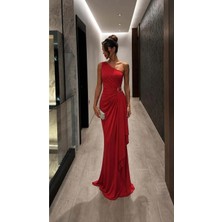 Kadın Tek Omuz Kemerli Maxi Abiye Elbise
