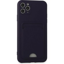 Vavis Apple iPhone 11 Pro Max Kılıf Kelvin Kartvizitli Silikon - Derin Mor
