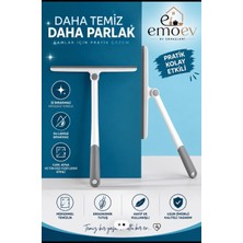 Emoev 180° Döner Oynar Başlıklı Cam Sil Duşakabin Ayna ve Fayans Çekçek Pratik Cam Silme Aparatı
