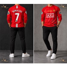 Belirtilmemiş Manchester United  2008 Sezonu Cristiano Ronaldo Efsane Kırmızı Renk Uzun Kol Nostalji Forma