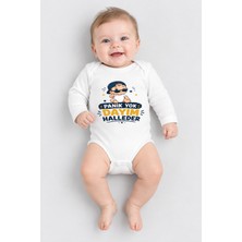 BEBEKİZ %100 Pamuklu Unisex Bebek Body Uzun Kollu Çıtçıtlı Panik Yok Dayım Halled­er Baskılı Bebek Zıbın Badi