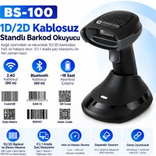 Grandstarr BS-100 1d/2d Qr Kod Bluetooth + 2.4g Kablosuz Standlı Barkod Okuyucu