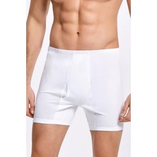 QKK Erkek %100 Pamuklu Beyaz Uzun Paçalı 2'li Boxer Külot Q2İ1K2L5KK.2L