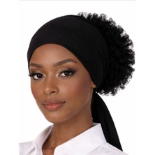 Hijabchi Siyah Dikişsiz Bone – Düz ve Dantelli Hacimli Model Kaymaz Şal Altı Bone