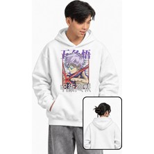 Fuddy Moda Unisex Gojo Satoru Baskılı Kapüşonlu Sweatshirt, Oversize Jujutsu Kaisen Anime Temalı Hoodie