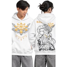 Fuddy Moda Unisex Jujutsu Kaisen Mahoraga Sırt Baskılı Kapüşonlu Sweatshirt, Oversize Anime Temalı Hoodie