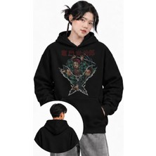 Fuddy Moda Unisex Demon Slayer Tanjiro Baskılı Kapüşonlu Sweatshirt, Oversize Anime Temalı Hoodie