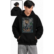 Fuddy Moda Unisex Jjk Suguru Geto Baskılı Kapüşonlu Sweatshirt, Oversize Anime Temalı Hoodie