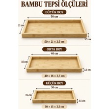 Kitchen Line Bambella 3’lü Bambu Dikdörtgen Sunum ve Servis Tepsisi Seti – Kahvaltı, Çay ve Kahve Ikram Tepsisi