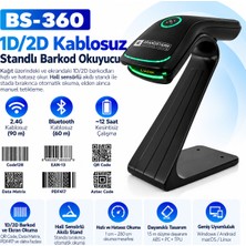 Grandstarr BS-360 1d/2d Qr Kod Bluetooth + 2.4g Kablosuz Akıllı Standlı Barkod Okuyucu