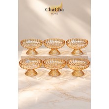 Chacha Home 6'lı Ayaklı Cam Çerezlik ve Ikramlık Kase Seti 12X5 cm Dekoratif Sunumluk